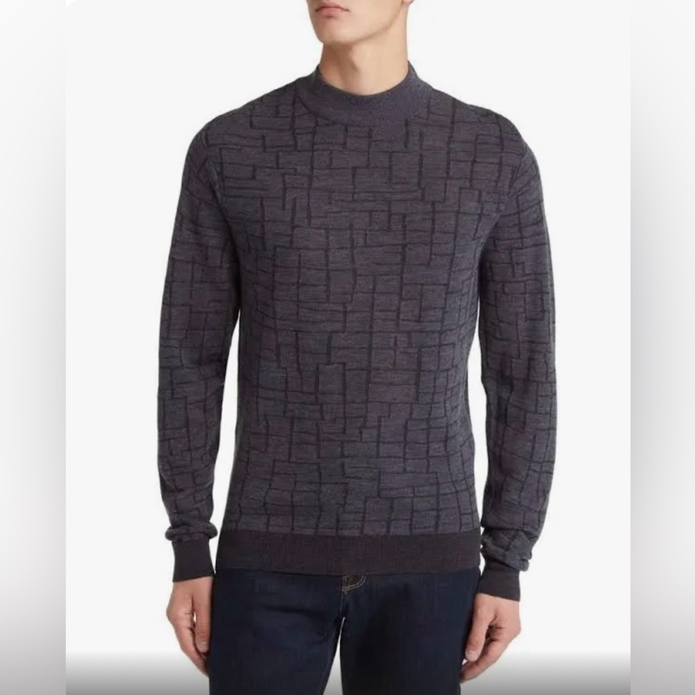 Robert Barakett Men's Teak Hill Mock Neck Wool Sweater